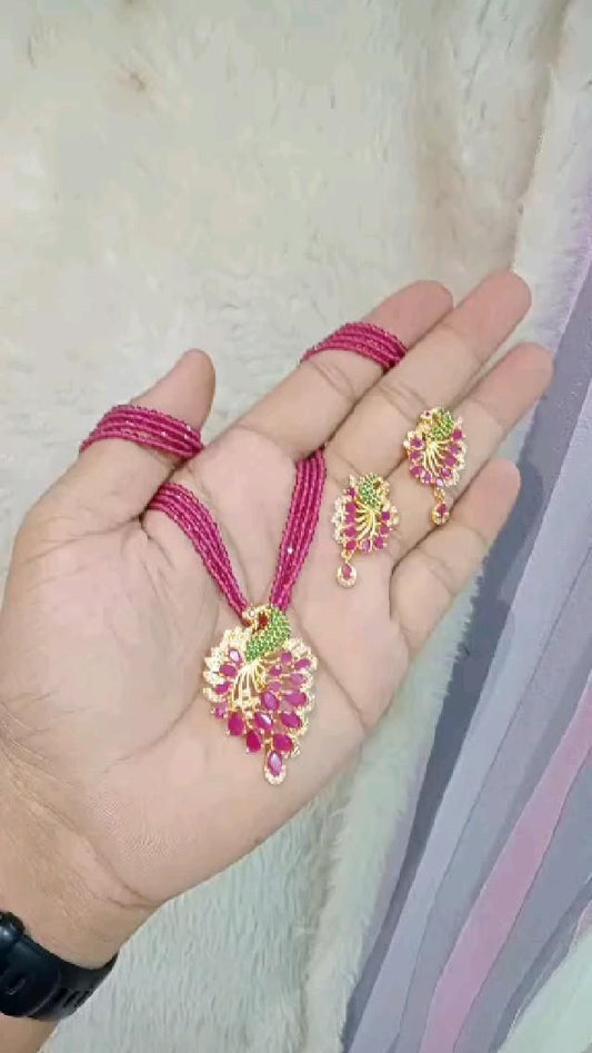 Padma Peacock Designer Motif Necklace Set